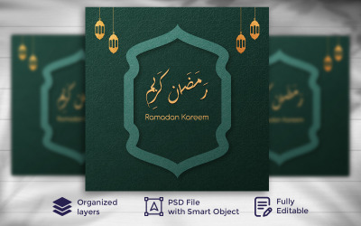 Шаблон баннера в социальных сетях исламского фестиваля Рамадан Мубарак 10