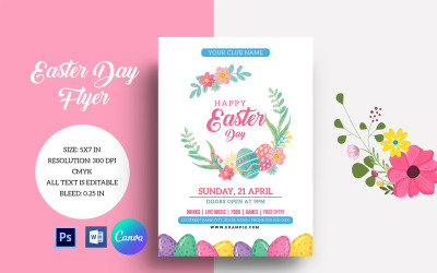 Volantino di invito alla festa di Pasqua stampabile, Ms Word, Psd e Canva