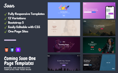 12 Již brzy Jednostránkové HTML šablony