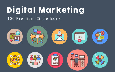 Kreissymbole für digitales Marketing