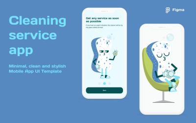 Opruimen — Minimalistische app-UI-sjabloon voor schoonmaakbedrijf