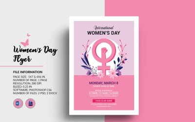 Utskrivbar mall för reklamblad för kvinnodagens fest