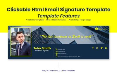 Anklickbare HTML-Signaturvorlage - HTML-Signaturdesign - E-Mail-Design
