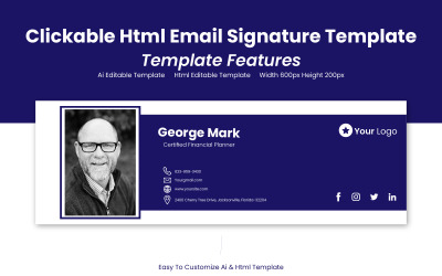 Corporate Business Professional  Clickable Html Email Signature Template