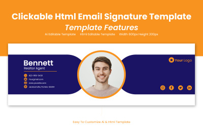 Diseño de correo electrónico Html: firma Html en la que se puede hacer clic