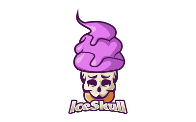 Eiscreme-Logo mit Totenkopf-Maskottchen