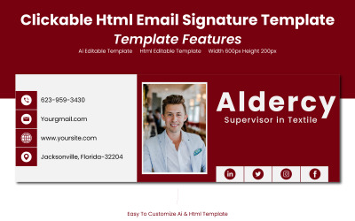 Klikbare sjabloon voor HTML-e-mailhandtekening