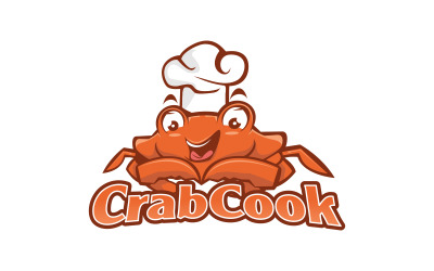Logotipo de la mascota del chef de cangrejo del menú de mariscos