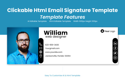 Ontwerp van HTML-handtekeningsjabloon - E-mailontwerp - E-mail met HTML-handtekening
