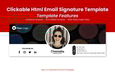 Pack de signature d&amp;#39;e-mail HTML cliquable - Conception d&amp;#39;identité d&amp;#39;entreprise