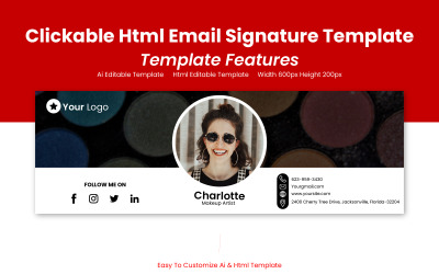 Pacote de assinatura de e-mail HTML clicável - Design de identidade corporativa