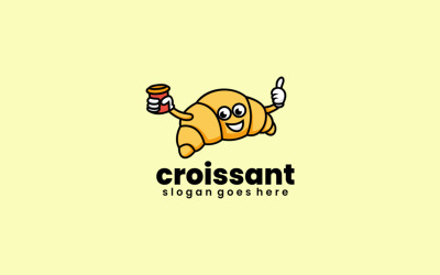 Croissant maskot tecknad logotyp
