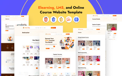 E-learning - Sjabloon voor e-learning, onderwijs, LMS en online cursuswebsite