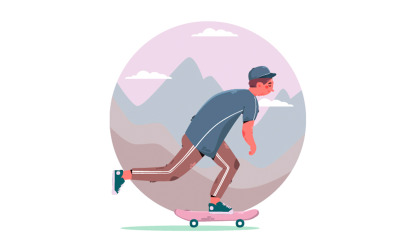 Mann, der Skateboard-Illustration reitet