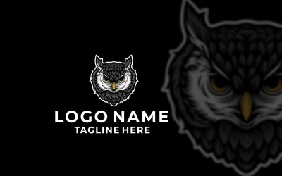 Design de logotipo gráfico frontal com cabeça de coruja