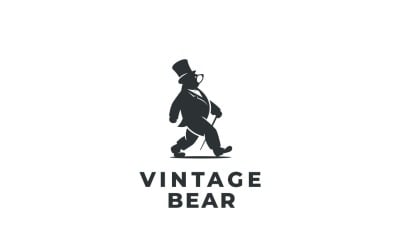 Design del logo grafico dell&amp;#39;orso vintage