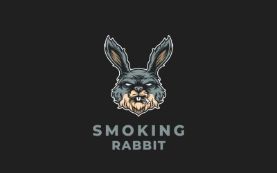 Design gráfico de logotipo de coelho fumante