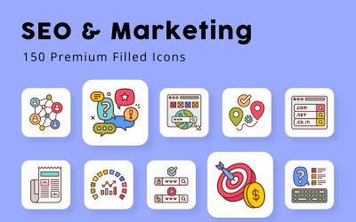 Iconos llenos de SEO y marketing