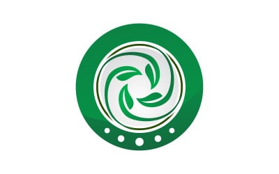 Modello di logo del movimento di rotazione della fattoria delle foglie