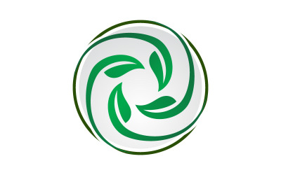 Modello di logo di rotazione del movimento della fattoria foglia