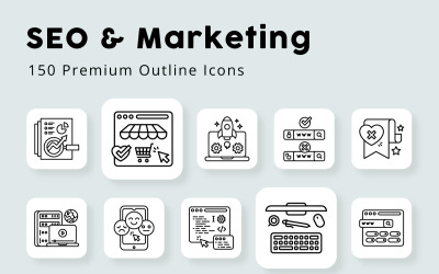SEO a marketingové osnovy ikony