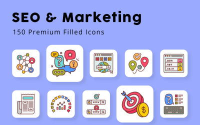 SEO en marketing gevulde iconen