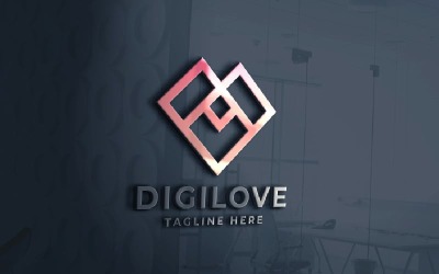 Plantilla de logotipo profesional de amor digital