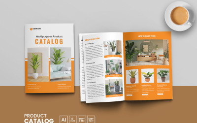 Modelo de catálogo de produtos e design de layout de catálogo. Folheto, perfil da empresa