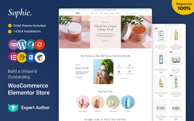 Sophie - The Best of Care, Beauty and Cosmetic WooCommerce Elementor адаптивна тема