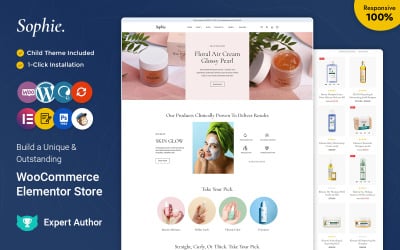 Sophie — The Best of Skincare, Beauty and Cosmetic WooCommerce Elementor Responsywny motyw