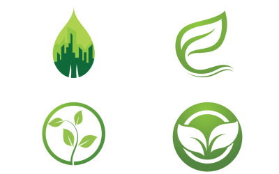 Hoja verde, logotipo de diseño de plantilla de elemento de árbol verde natural v47