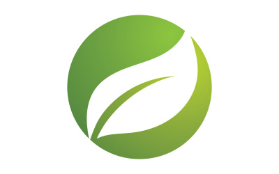 Hoja verde, logotipo de diseño de plantilla de elemento de árbol verde natural v49