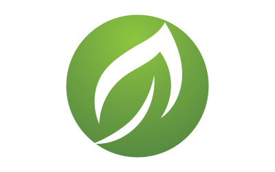 Hoja verde, logotipo de diseño de plantilla de elemento de árbol verde natural v52