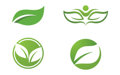 Hoja verde, logotipo de diseño de plantilla de elemento de árbol verde natural v57