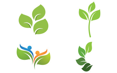 Hoja verde, logotipo de diseño de plantilla de elemento de árbol verde natural v58