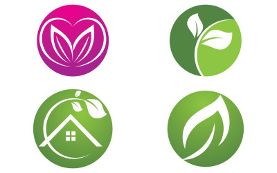 Hoja verde, logotipo de diseño de plantilla de elemento de árbol verde natural v61