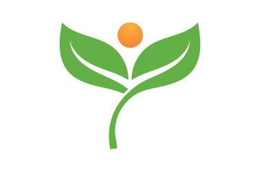 Hoja verde, logotipo de diseño de plantilla de elemento de árbol verde natural v6
