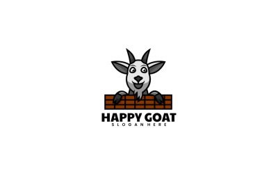 Logo del fumetto della mascotte della capra felice