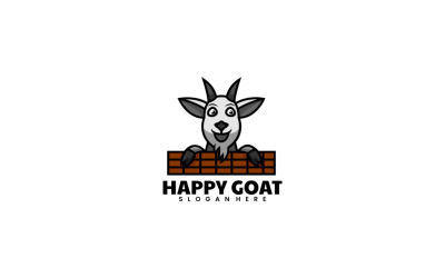 Logo kreskówka maskotka szczęśliwy koza