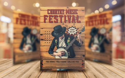 Modello di volantino per festival di musica country