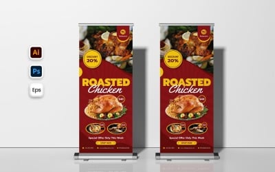 Banner enrollable de comida de pollo
