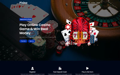 Pixino – цільовий шаблон HTML5 Bootstrap для казино та азартних ігор