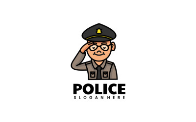Polis Maskot Karikatür Logo Stili