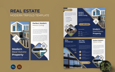 Brochure à trois volets sur les propriétés modernes