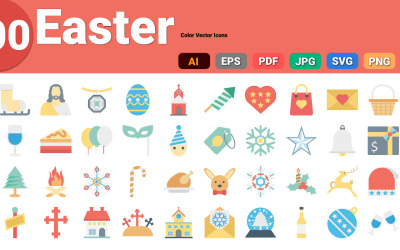 Easter Color Vector Icons Pack