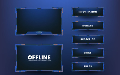 live stream  gameing  panel template concept  with game screen, live chat and webcam frames