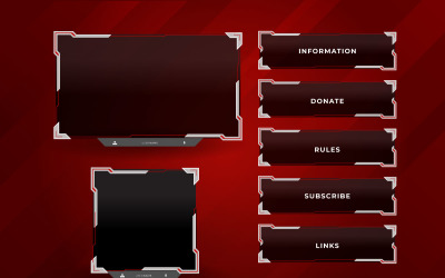 livestream gaming-paneelsjabloon met gamescherm, livechat en webcamframes