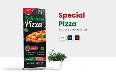 Pancarta enrollable de pizza especial