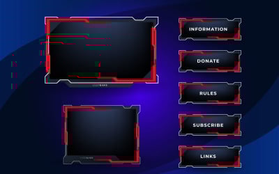 plantilla de panel de juegos de transmisión en vivo con pantalla de juego, chat en vivo y cámara web