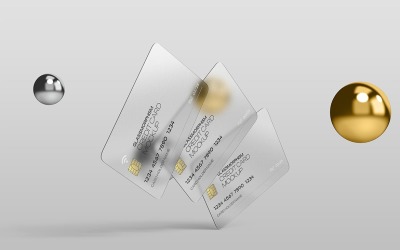 玻璃效果信用卡模型第 10 卷
